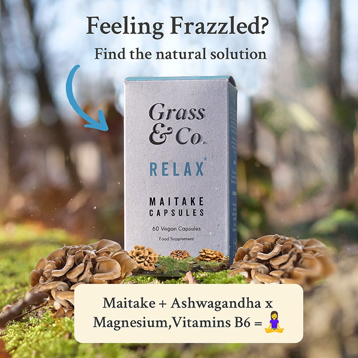 Grass & Co. RELAX Maitake Mushrooms with Ashwagandha + Magnesium 60 Vegan Capsules